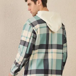 REPRISE Men Checked Hooded Sweatshirt image 5