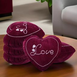 Kuber Industries 10-Pcs Red Printed Cotton Heart Cushions-picture-14