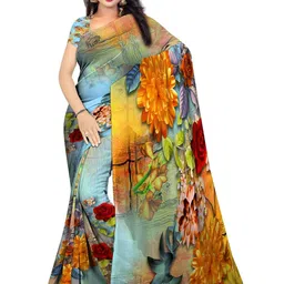 SHIVAM FABRICS Floral Poly Georgette Saree image 1