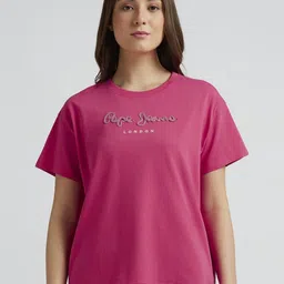 Pepe Jeans Women Typography Printed Round Neck Pure Cotton Relaxed Fit T-shirt-picture-29