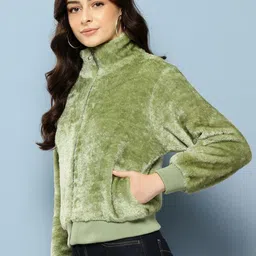 CORSICA Women Green Cotton Bomber-image-27