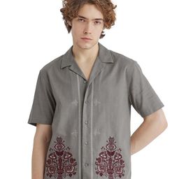 RARE RABBIT Men BELLAC Solid Cotton Comfort Relaxed Fit Casual Shirt-picture-0