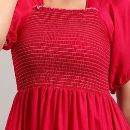 Raiyani Fashion Square Neck Puff Sleeves Fit and Flare Maxi Dresses image 3