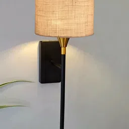 Devansh White & Black Textured Metal Cylinder Shaped Wall Lamp-picture-30