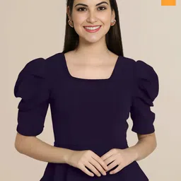 Mast & Harbour Women Pack Of 2 Puff Sleeve Peplum Top-picture-34