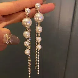 Celestique Contemporary Pearls Drop Earrings-image-88