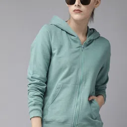 Mast & Harbour Women Cotton Zipper Hooded Sweatshirt-picture-24