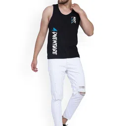 SLOWLORIS Pack Of 2 Printed Cotton Gym Vests VSL26 CMB(CHS NAVY)(ADV BLACK) image 2