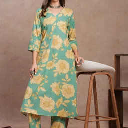 FASHOR Women Printed Kurta With Trousers Co-Ords image 1