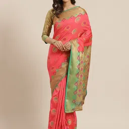 KIMISHA Woven Design Zari Silk Blend Banarasi Saree image 1
