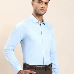 Turtle Men Standard Slim Fit Windowpane Checked Spread Collar Cotton Formal Shirt image 5