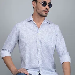 Crimsoune Club Men Classic Fit Spread Collar Floral Printed Cotton Casual Shirt-image-59