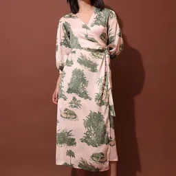 milost Printed Yellow Wrap Dress image 4