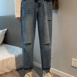 StyleCast Men Solid Relaxed Fit Slash Knee Light Fade Jeans image 1