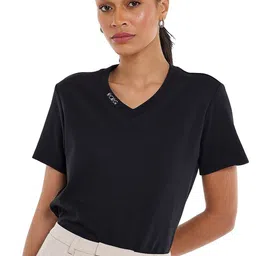 BCBG V-Neck Pure Cotton Casual T-shirt-picture-24