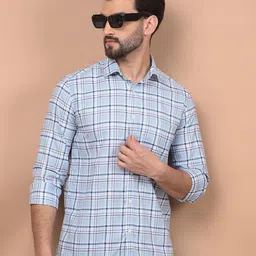 Crimsoune Club Men Classic Slim Fit Spread Collar Tartan Checked Cotton Casual Shirt-image-53
