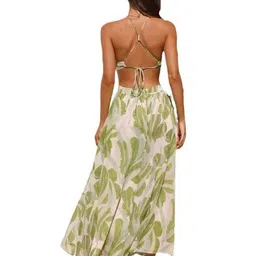 miss mosa by akanksha Alamode By Akanksha Women Tropical Printed Georgette A-Line Midi Dress image 3