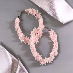 Sangria Gold Plated Beaded Hoop Earrings image 1