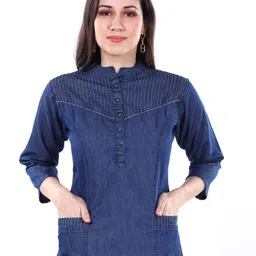 SK Creation Women Thread Work Denim Thread Work Kurti image 4