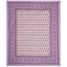 Rudra Bazaar Purple & White Printed 210 TC Cotton King Bedsheet Set 2.75 m x 2.30 m image 2
