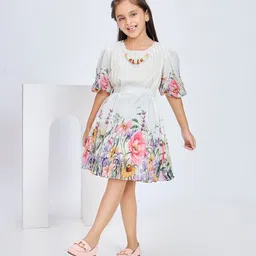 Peppermint Floral Print Fit & Flare Dress-image-32