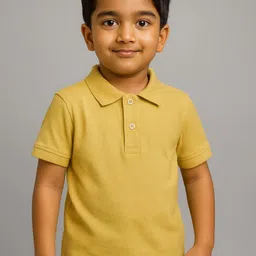 YK Boys Yellow Cotton Solid Tshirts image 2