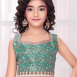 JAY NAGNATH FAB Girls Printed Mirror Work Tie and Dye Ready to Wear Lehenga & Blouse With Dupatta image 4