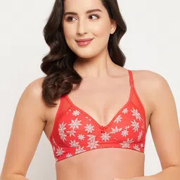 Clovia Red & White Floral Non-Padded Non-Wired Full Cup Bra-image-35