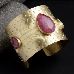 VOGUE PANASH Women Gold-Toned & Violet Brass Gold-Plated Cuff Bracelet image 1