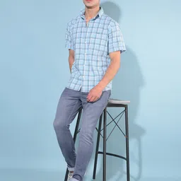 Crimsoune Club Resort Collar Slim Fit Tartan Checked Casual Shirt-picture-40