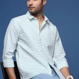 SHOWOFF Men Horizontal Striped Cotton Standard Slim Fit Casual Shirt-picture-34