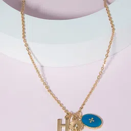 Zaveri Pearls Gold-Toned & Blue Gold-Plated Enamelled Chain image 5