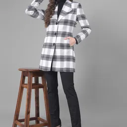 Crimsoune Club Checked Notched Lapel Long Sleeves Single-Breasted Longline Overcoat image 3