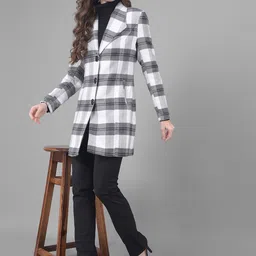 Crimsoune Club Checked Notched Lapel Long Sleeves Single-Breasted Longline Overcoat image 5