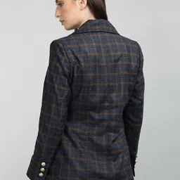HONNETE Checked Notched Lapel Coat image 5