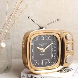 Decor de Maison Gold-Toned Contemporary Square Shaped Table Clock-image-99