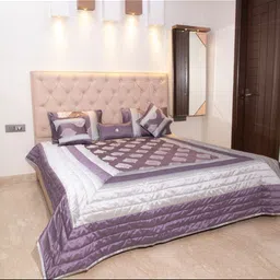 STUDIOHMK Purple & Grey Self Designed 180 to 249 GSM Double King Bed Cover Set image 5