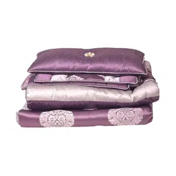 STUDIOHMK Purple & Grey Self Designed 180 to 249 GSM Double King Bed Cover Set image 4