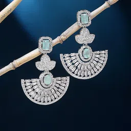 ZENEME Rhodium-Plated Drop Earrings image 1