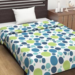 Divine Casa White & Blue Geometric Mild Winter 120 GSM Cotton Reversible Single Bed Dohar-picture-13