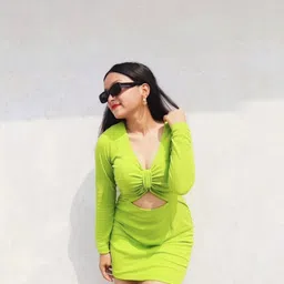 plusS Green A-Line Cut-Out Ruched Dress-picture-40