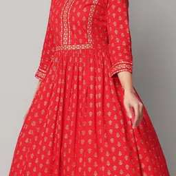 God Bless Red Ethnic Motifs Maxi Dress image 2