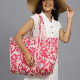 HANDICRAFT PALACE Floral Printed Structured Pure Cotton Tote Bag image 1