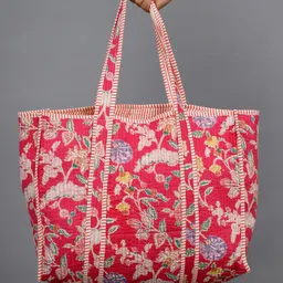 HANDICRAFT PALACE Floral Printed Structured Pure Cotton Tote Bag image 4
