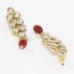 ADIVA Gold-Plated Kundan Stone Studded & Beaded Jewellery Set image 5