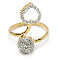 DressBerry Gold-Plated Cubic Zirconia-Studded & Beaded Heart Shaped Jewellery Set image 5