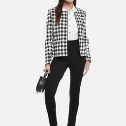 Annabelle by Pantaloons Women Black Geometric Checked Tailored Jacket image 5