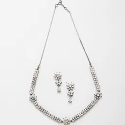 ZENEME Rose Gold-Plated AD-Studded Jewellery Set image 2