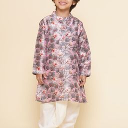 Sethukrishna Boys Floral Printed Band Collar Straight Kurta-picture-32