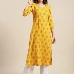 KSUT Women Ethnic Block Printed Round Neck Pure Cotton Kurta-picture-11